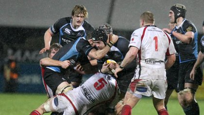 Tim Barker keeps possession for Glasgow