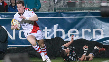 Craig Gilroy sprints over to score Ulster's second try