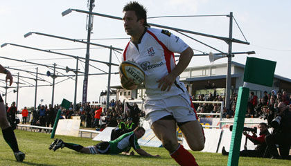 Simon Danielli runs over for Ulster's try against Connacht