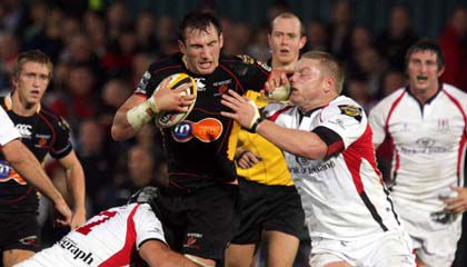 Flanker Joe Bearman leads the Dragons' charge