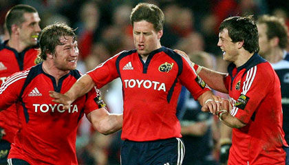 Ronan O'Gara, Jerry Flannery and Marcus Horan